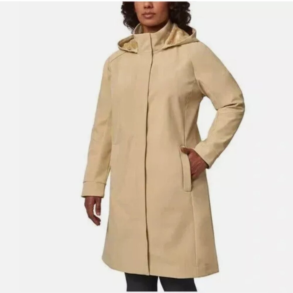 Mondetta Women's Long Soft-Shell Hooded Jacket Tan Small - Picture 1 of 3